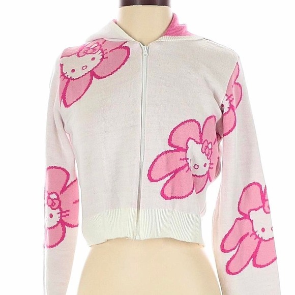 Hello Kitty x Skinnydip London Floral Knit Zip Hoodie β Size S πΈπ± - Picture 1 of 7